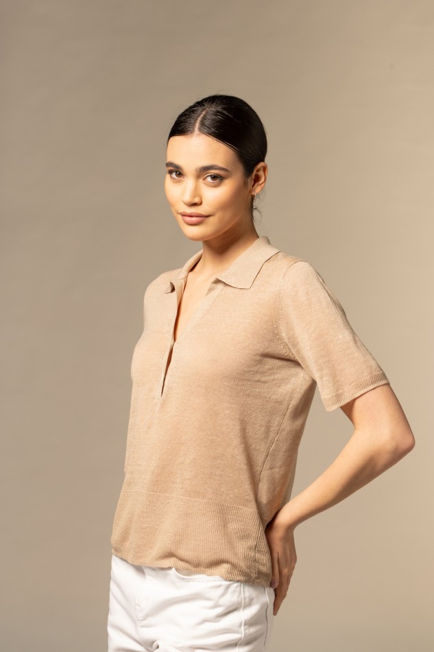 Majestic Filatures | Polo con bottoncini in lino filato