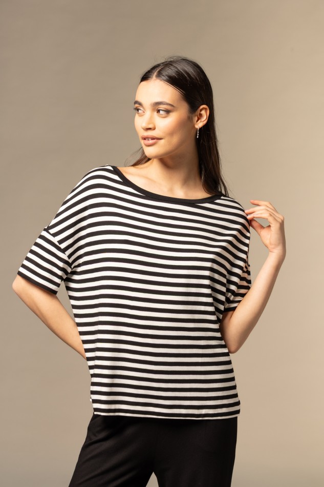 Majestic Filatures | T-Shirt maniche corte a righe in viscosa