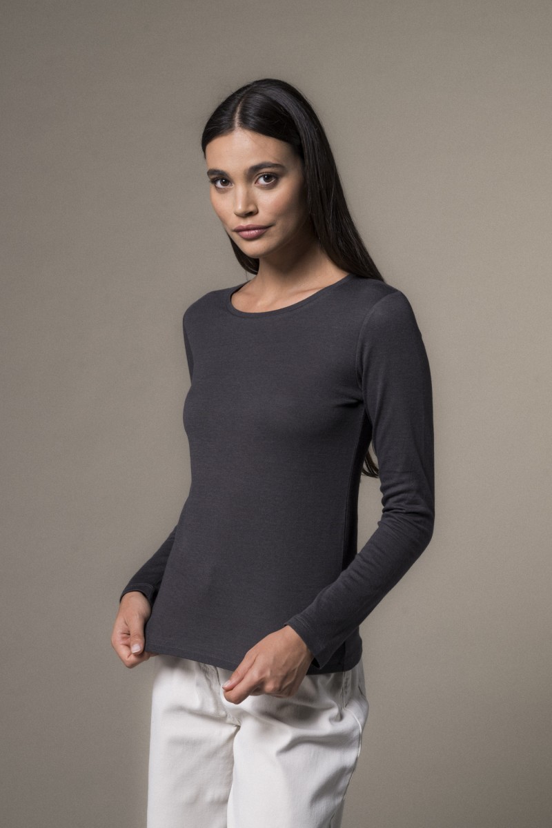 Majestic Filatures | T-shirt girocollo doppio colore slim