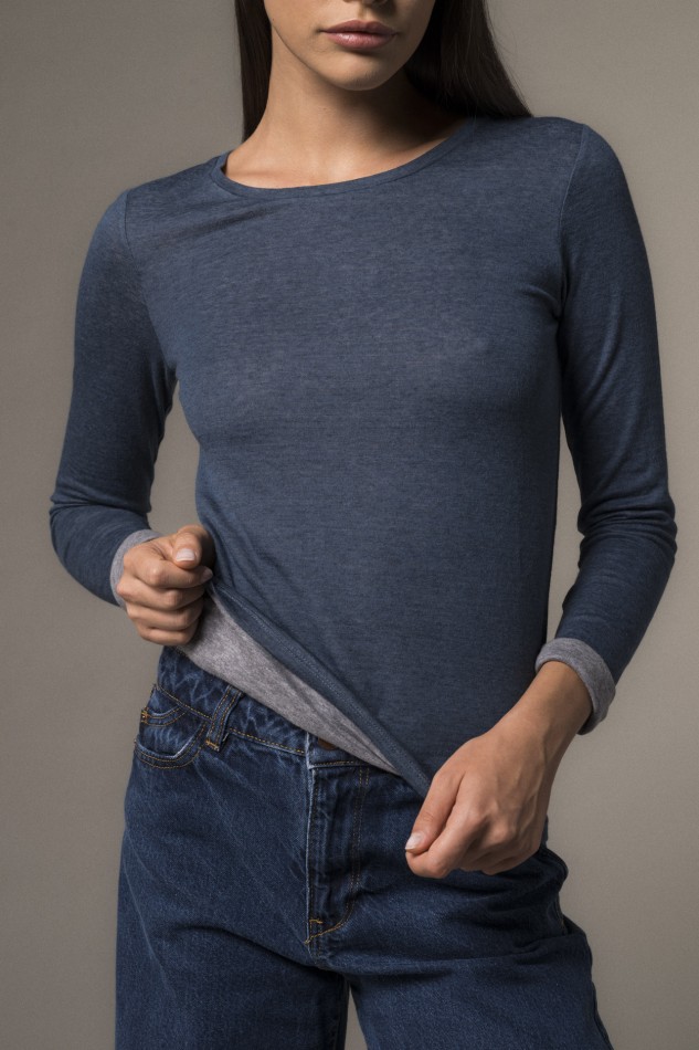 Majestic Filatures | T-shirt girocollo doppio colore slim 2