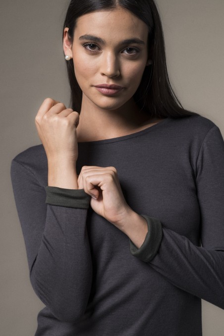 Majestic Filatures | T-shirt girocollo doppio colore slim