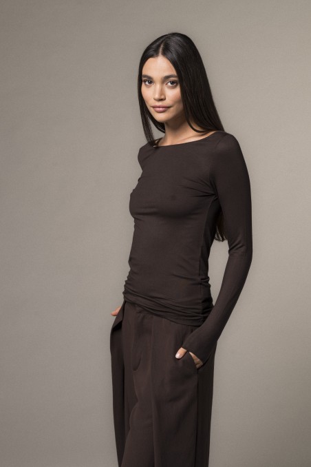 Majestic Filatures | T-shirt scollo a barchetta in viscosa