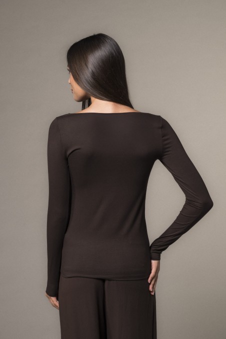 Majestic Filatures | T-shirt scollo a barchetta in viscosa