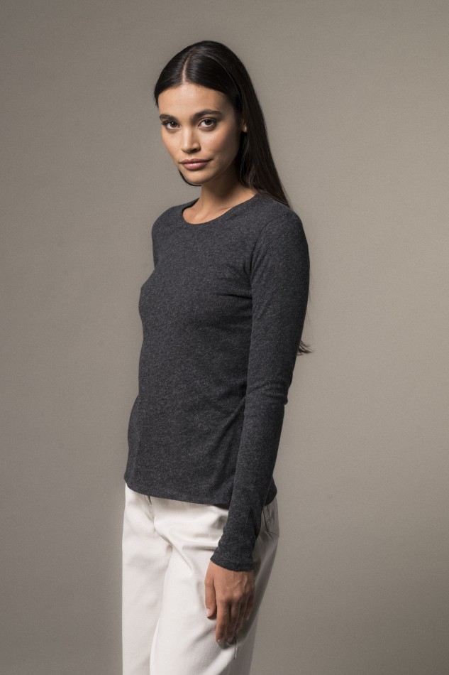 Majestic Filatures | T-shirt girocollo regular in cotone e cashmere 2