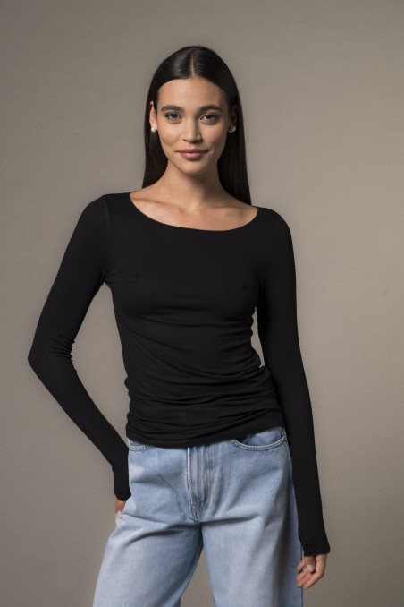 Majestic Filatures | T-shirt scollo a barchetta in viscosa