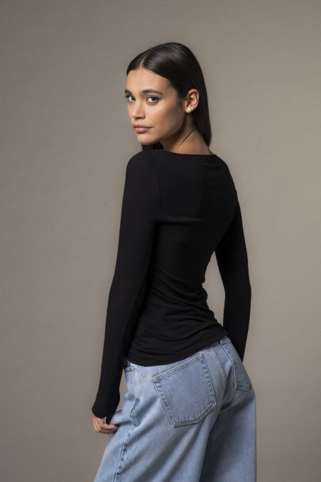 Majestic Filatures | T-shirt scollo a barchetta in viscosa