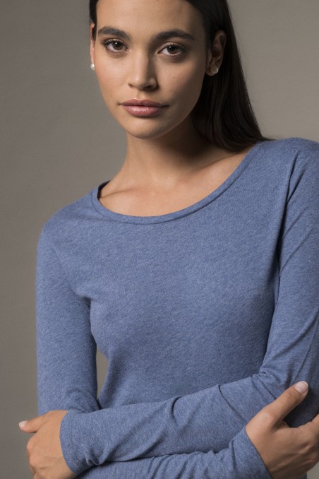 Majestic Filatures | T-shirt basica a maniche lunghe in Cotone Deluxe