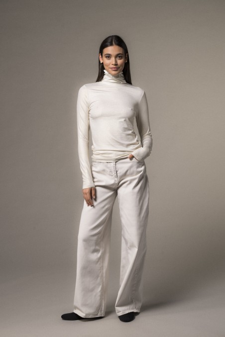 Majestic Filatures | T-shirt collo alto e maniche lunghe lurex