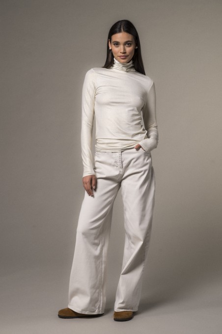 Majestic Filatures | T-shirt collo alto e maniche lunghe lurex