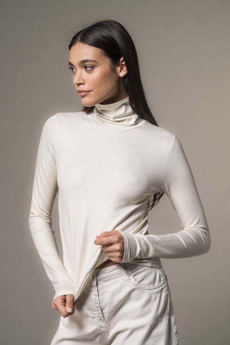 Majestic Filatures | T-shirt collo alto e maniche lunghe lurex