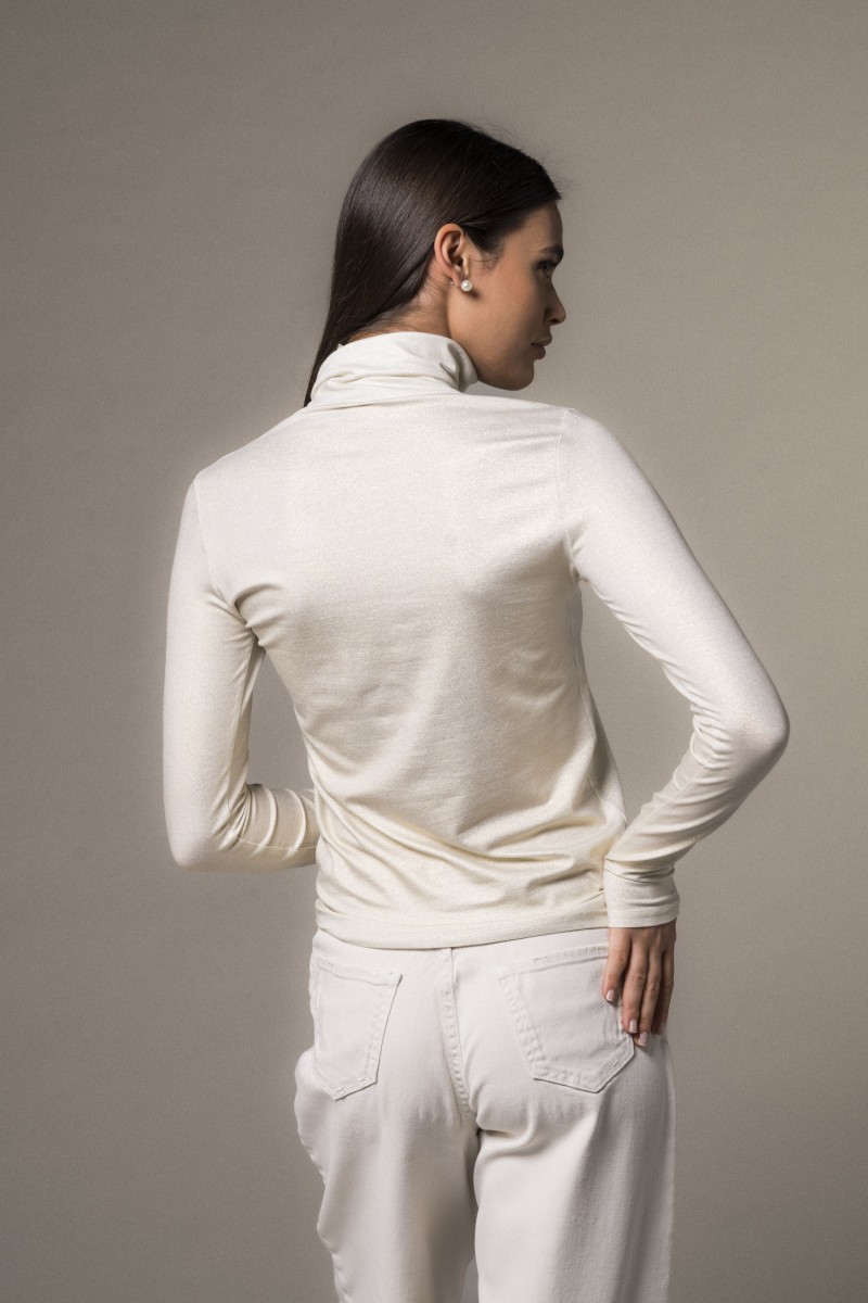 Majestic Filatures | T-shirt collo alto e maniche lunghe lurex