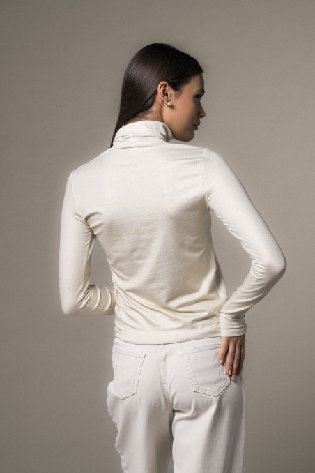 Majestic Filatures | T-shirt collo alto e maniche lunghe lurex