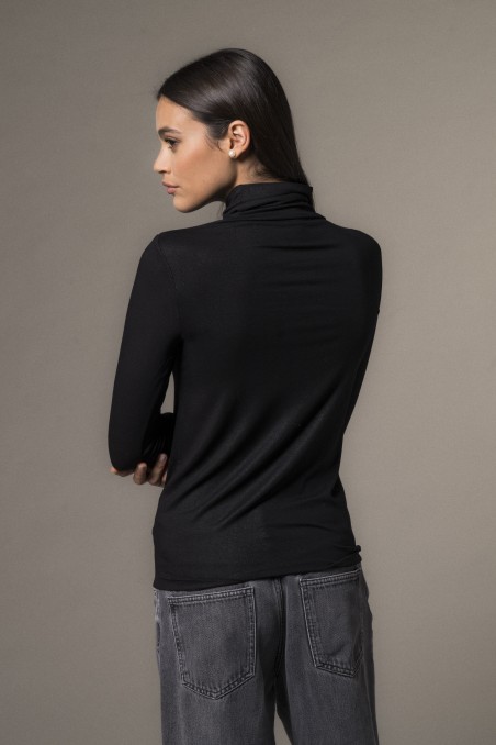 Majestic Filatures | T-shirt collo alto e maniche lunghe lurex