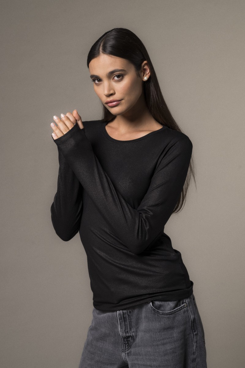 Majestic Filatures | T-Shirt girocollo e maniche lunghe lurex