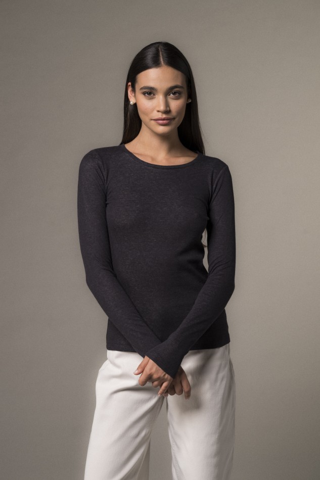 Majestic Filatures | T-shirt girocollo doppio colore slim 2