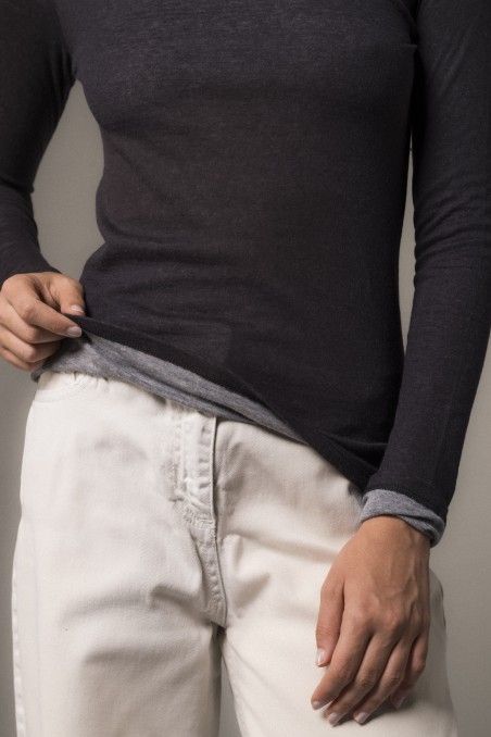 Majestic Filatures | T-shirt girocollo doppio colore slim