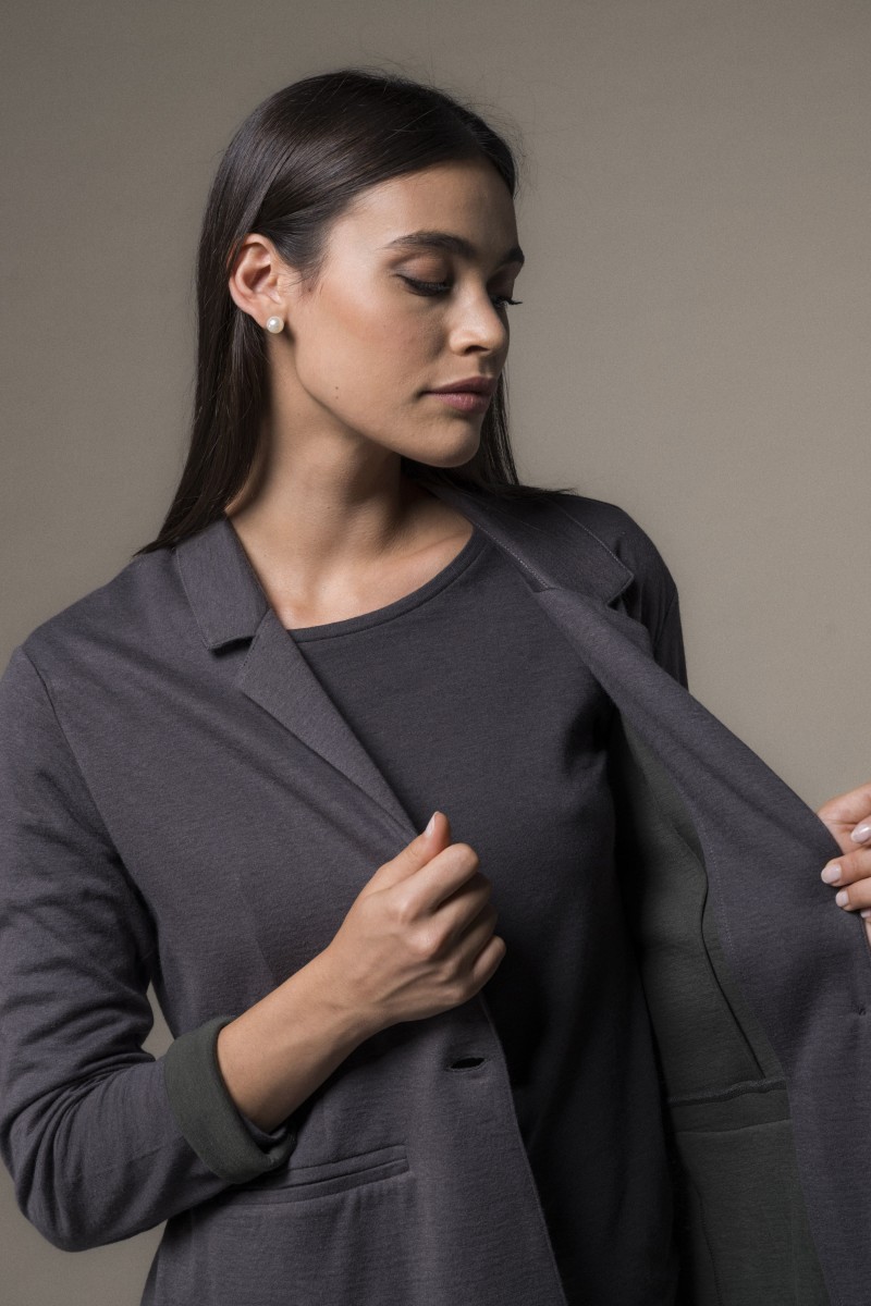 Giacca taglio maschile in cotone e cashmere