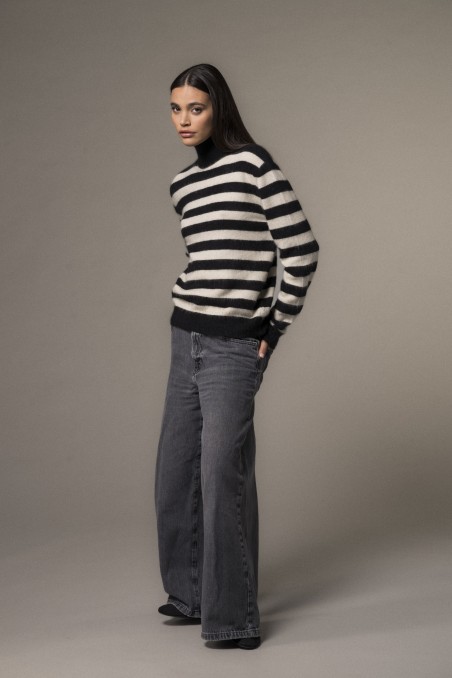Majestic Filatures | Maglia in raccoon dolcevita a righe