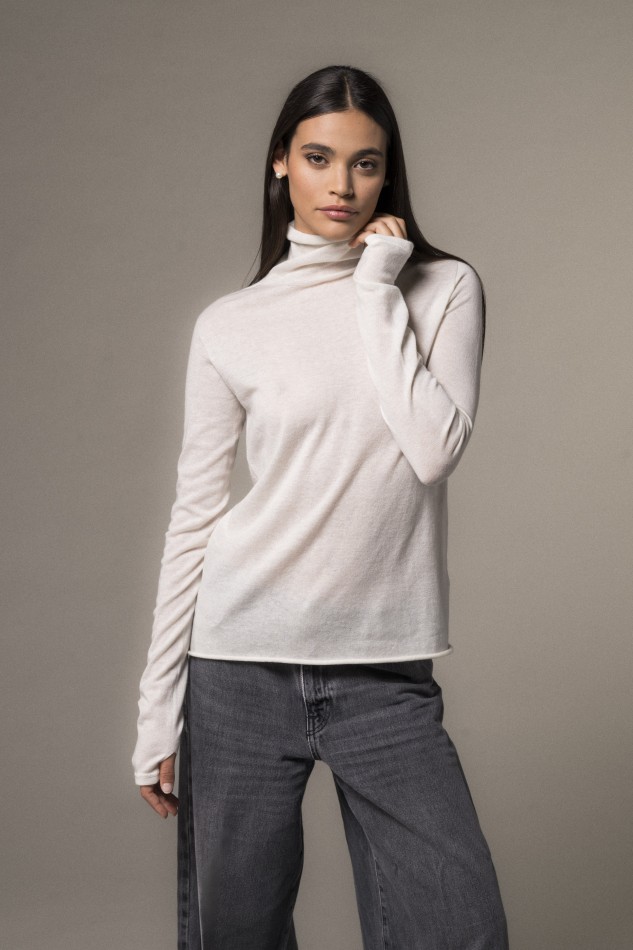 Majestic Filatures | T-shirt collo alto in 100% cashmere