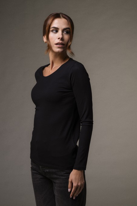 Majestic Filatures | T-shirt basica a maniche lunghe in Cotone Deluxe