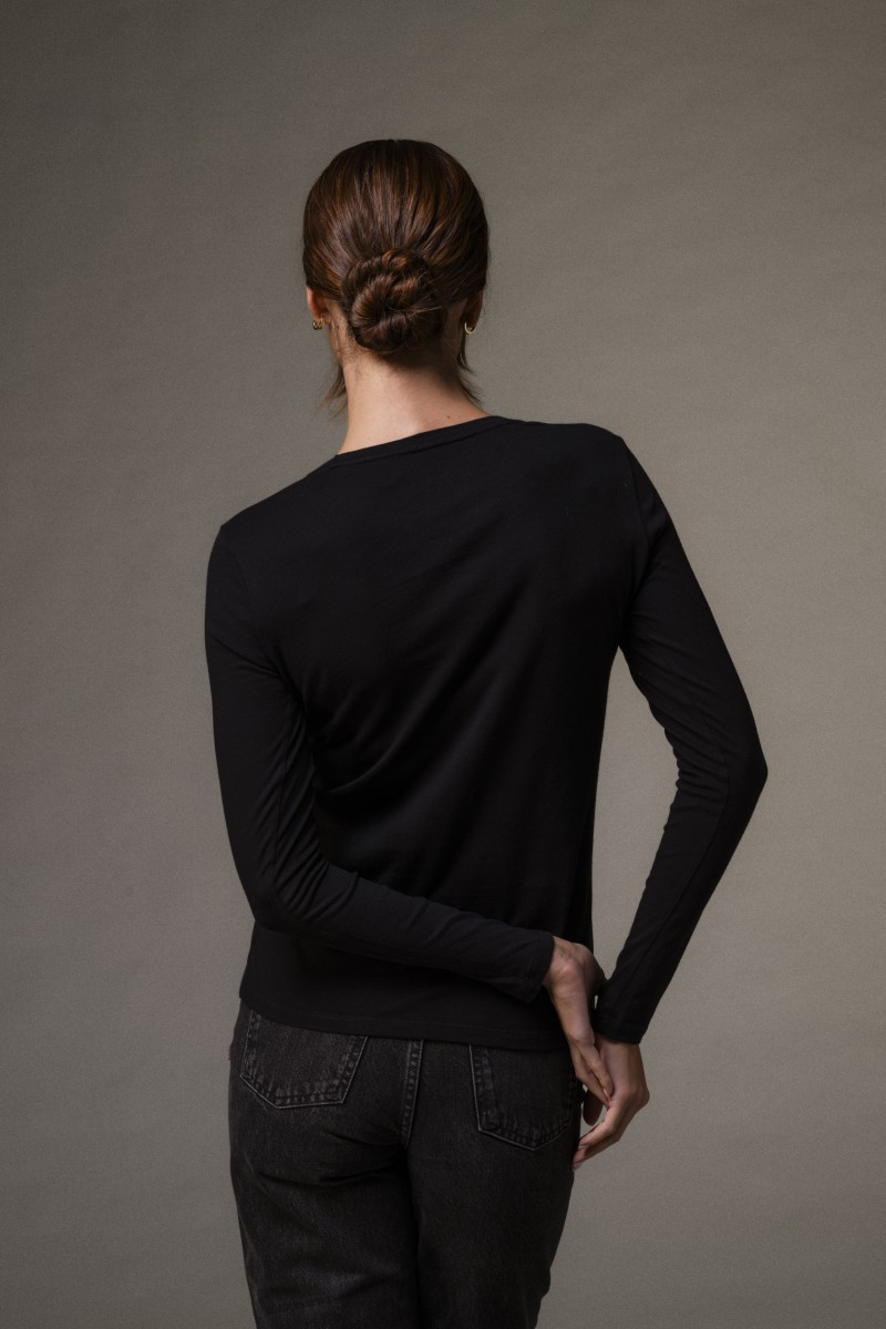 Majestic Filatures | T-shirt basica a maniche lunghe in Cotone Deluxe