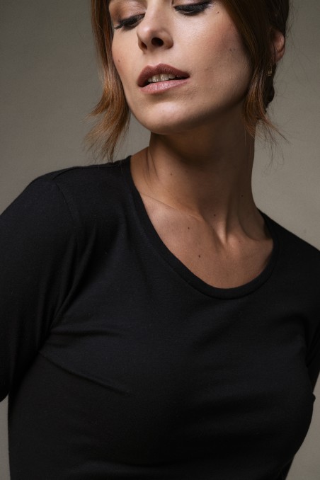 Majestic Filatures | T-shirt basica a maniche lunghe in Cotone Deluxe