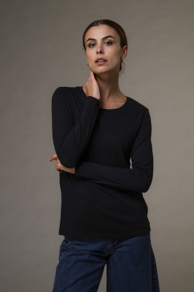 Majestic Filatures | T-shirt basica a maniche lunghe in Cotone Deluxe 2