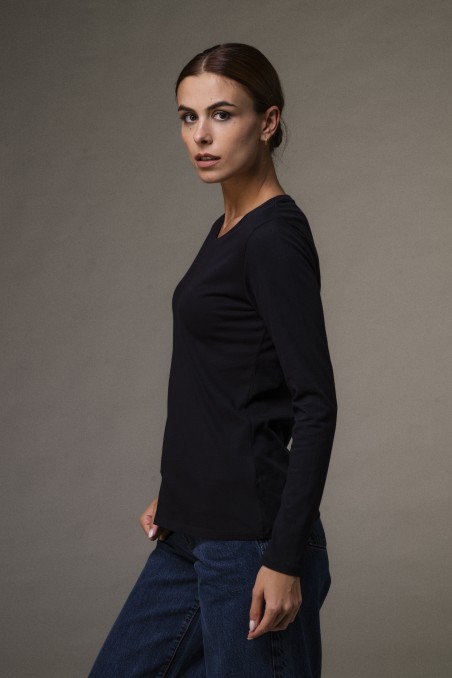 Majestic Filatures | T-shirt basica a maniche lunghe in Cotone Deluxe