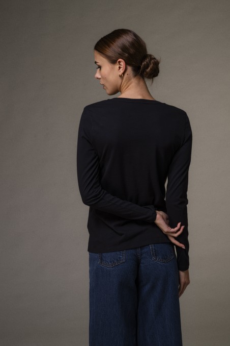 Majestic Filatures | T-shirt basica a maniche lunghe in Cotone Deluxe