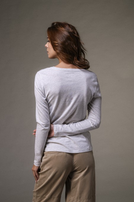 Majestic Filatures | T-shirt basica a maniche lunghe in Cotone Deluxe