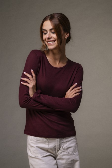 Majestic Filatures | T-shirt girocollo a maniche lunghe in cotone e cashmere nera