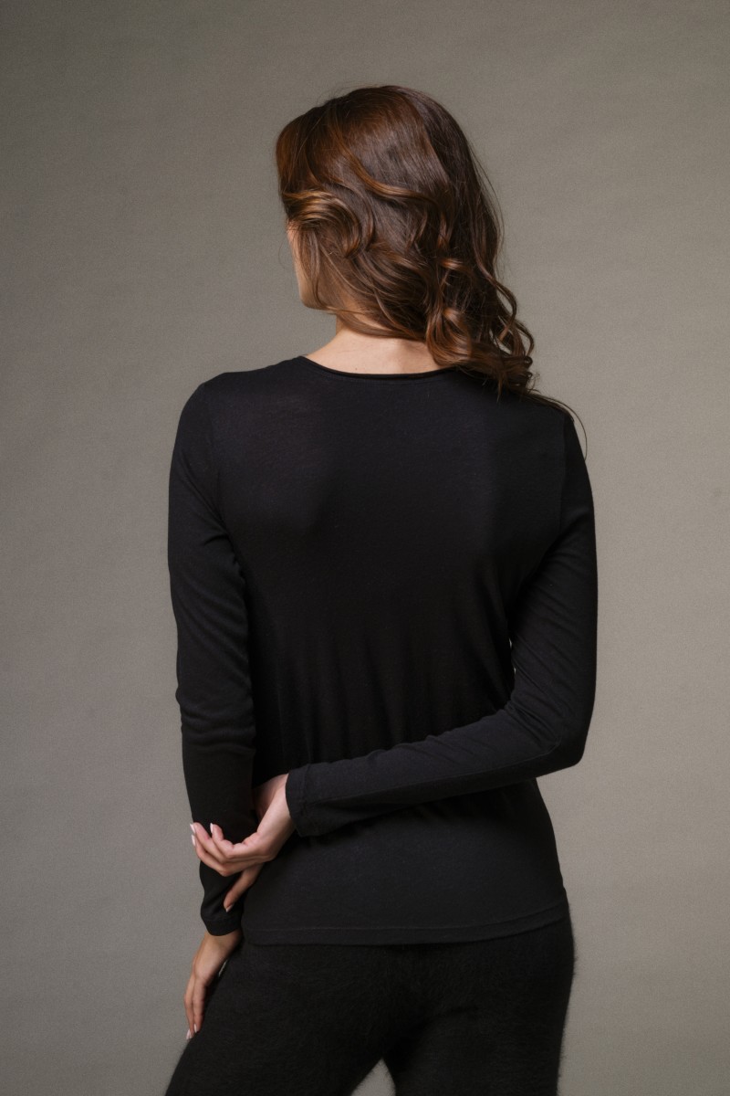 Majestic Filatures |T-shirt girocollo rolotè in cotone e cashmere