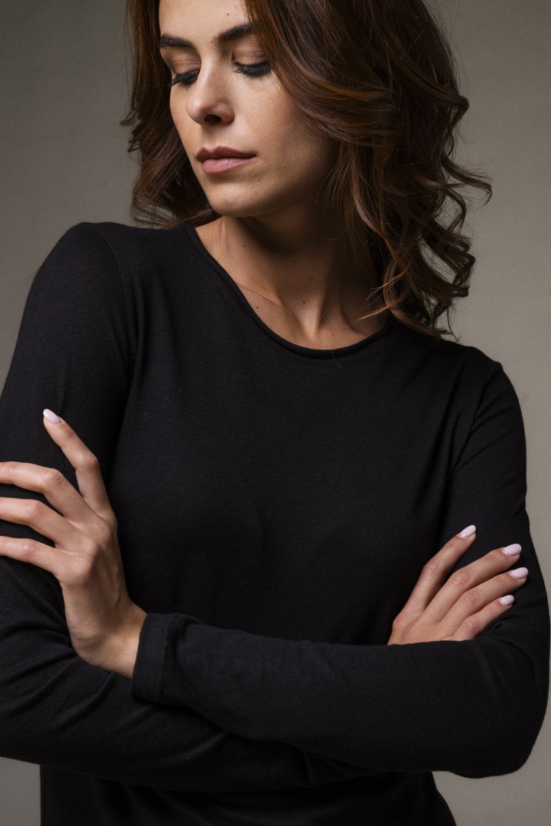 Majestic Filatures |T-shirt girocollo rolotè in cotone e cashmere