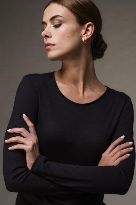 Majestic Filatures |T-shirt girocollo rolotè in cotone e cashmere