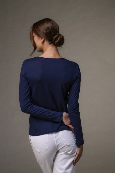 Majestic Filatures |T-shirt girocollo rolotè in cotone e cashmere