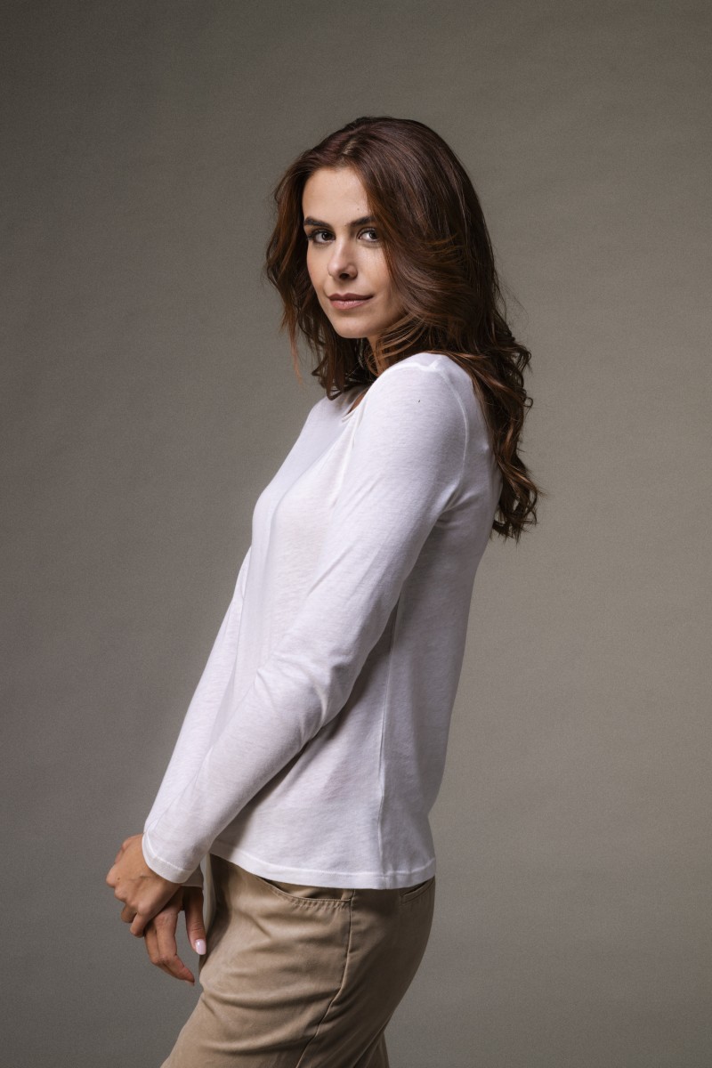 Majestic Filatures |T-shirt girocollo rolotè in cotone e cashmere