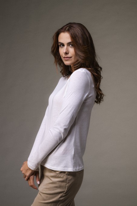 Majestic Filatures |T-shirt girocollo rolotè in cotone e cashmere