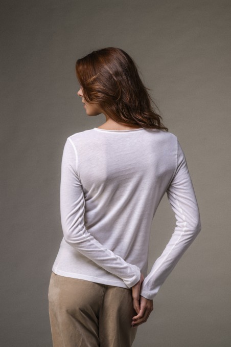 Majestic Filatures |T-shirt girocollo rolotè in cotone e cashmere