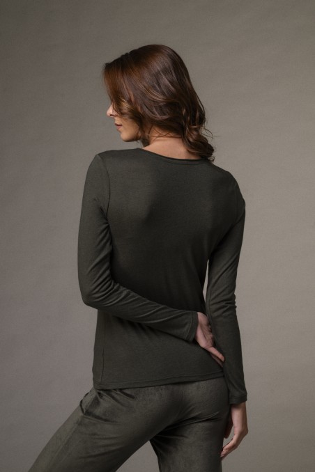 Majestic Filatures |T-shirt girocollo rolotè in cotone e cashmere