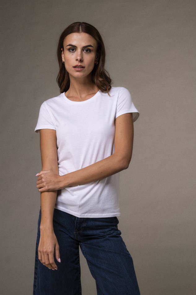 Majestic Filatures | T-shirt basica bianca in Cotone Deluxe 2