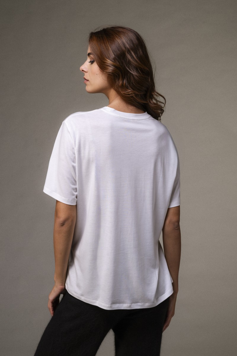 T-shirt over a maniche corte in Lyocell | Majestic Filatures