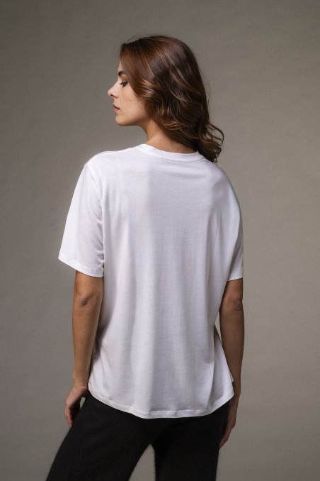 T-shirt over a maniche corte in Lyocell | Majestic Filatures