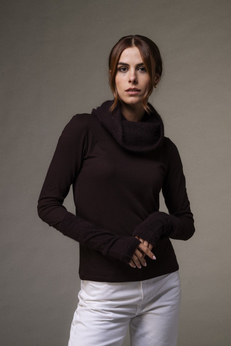 Majestic Filatures |  Combo sciarpa e top in raccoon nero
