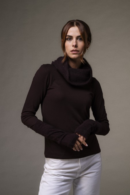 Majestic Filatures |  Combo sciarpa e top in raccoon nero