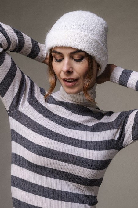 Majestic Filatures |Cappello invernale con risvolto in lana di alpaca bouclette