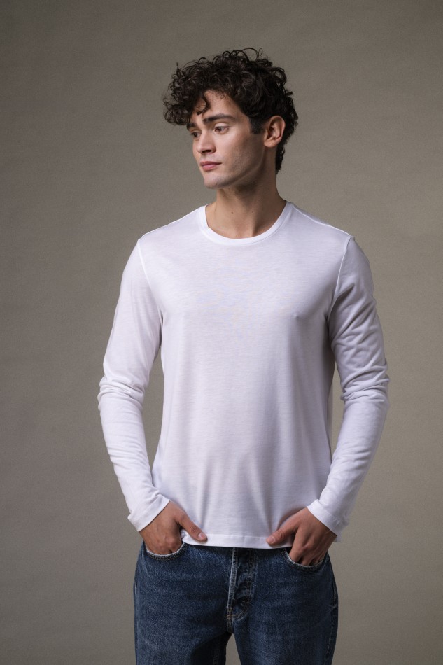 Majestic Filatures | T-shirt girocollo in Lyocell maniche lunghe