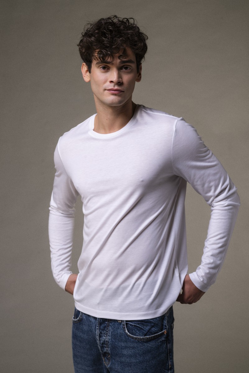 Majestic Filatures | T-shirt girocollo in Lyocell maniche lunghe