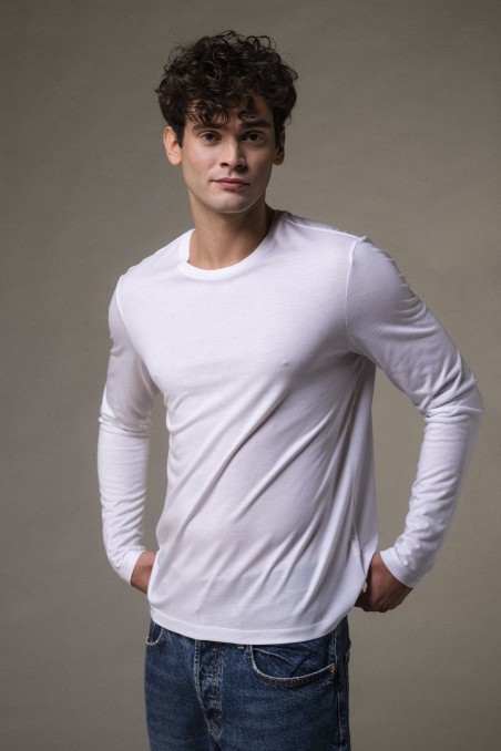 Majestic Filatures | T-shirt girocollo in Lyocell maniche lunghe