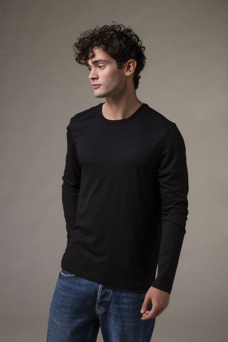 Majestic Filatures | T-shirt girocollo in Lyocell maniche lunghe