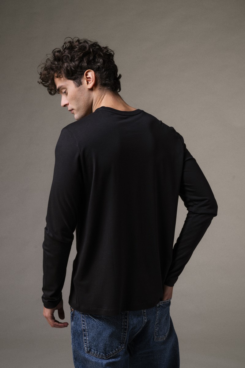 Majestic Filatures | T-shirt girocollo in Lyocell maniche lunghe
